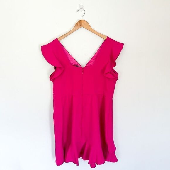 City Chic Women’s Flutter Flounce Sleeve Faux Wrap Ruffle Detail - Picture 3 of 13